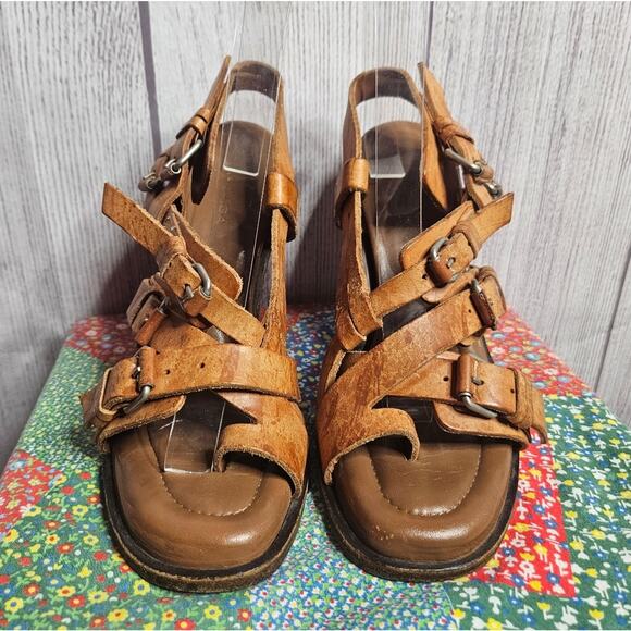 VTG 2003 Balenciaga Nicholas Ghesquière Runway Leather Strappy Heels, size 40 - Picture 1 of 11